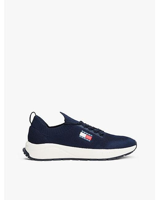 Tommy Hilfiger Gebreide Sneaker Met Reliëflogo in het Blue voor heren