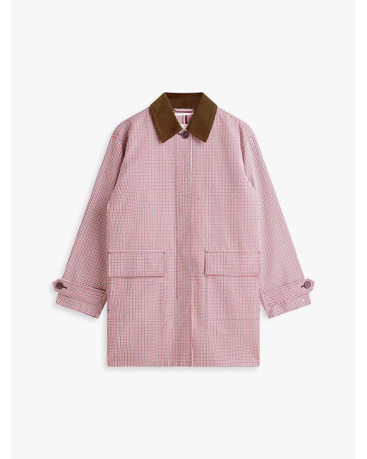 Tommy Hilfiger Pink Water Repellent Check Oversized 2-in-1 Coat