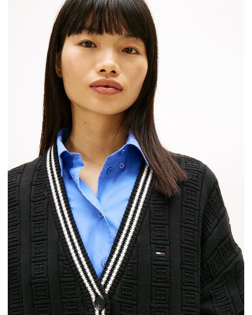 Tommy Hilfiger Black Flag Cable Knit Relaxed Cardigan