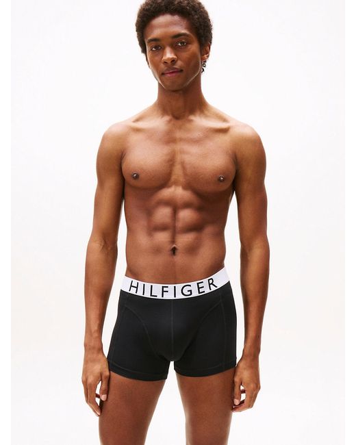 Tommy Hilfiger Black 3-Pack Microfibre Logo Waistband Trunks for men