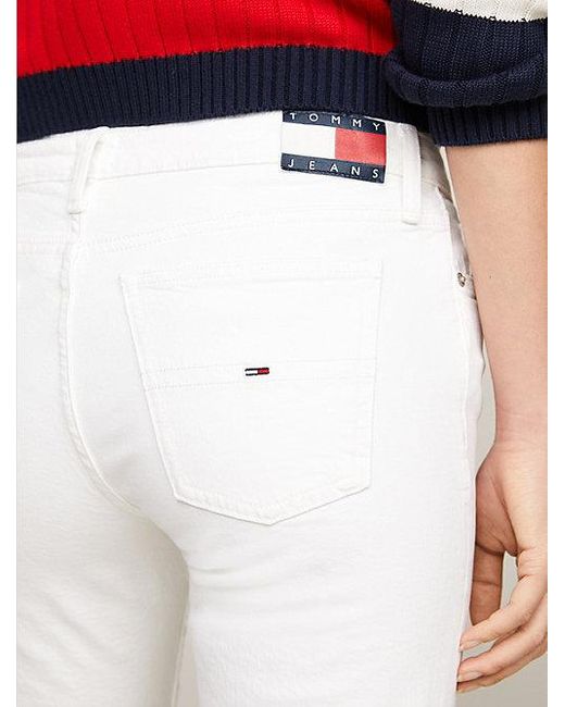 Tommy Hilfiger White Tommy Bequeme Jeans mit Ledermarkenlabel