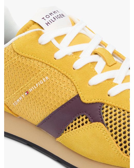 Tommy Hilfiger Yellow Mixed Texture Mesh Cleat Trainers for men