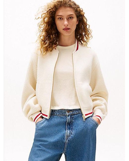 Tommy Hilfiger The Sofia Capsule Bomberjack Van Wolmix in het White