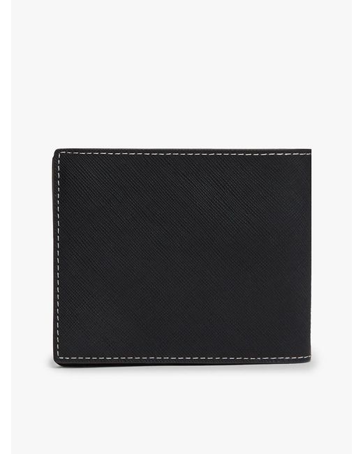 Tommy Hilfiger Black Leather Bifold Card And Coin Wallet for men