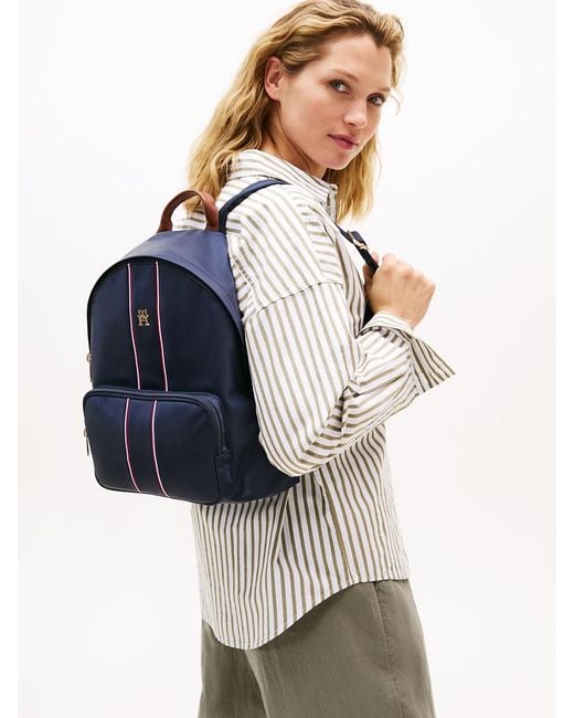 Tommy Hilfiger Blue Signature Tape Dome Backpack