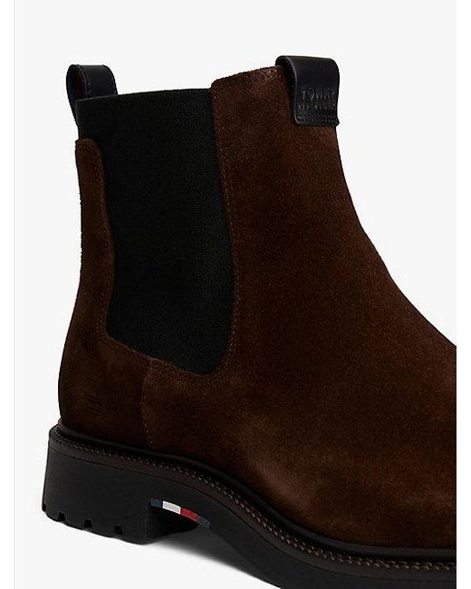 Tommy Hilfiger Lichtgewicht Suède Chelsea Boots in het Brown voor heren