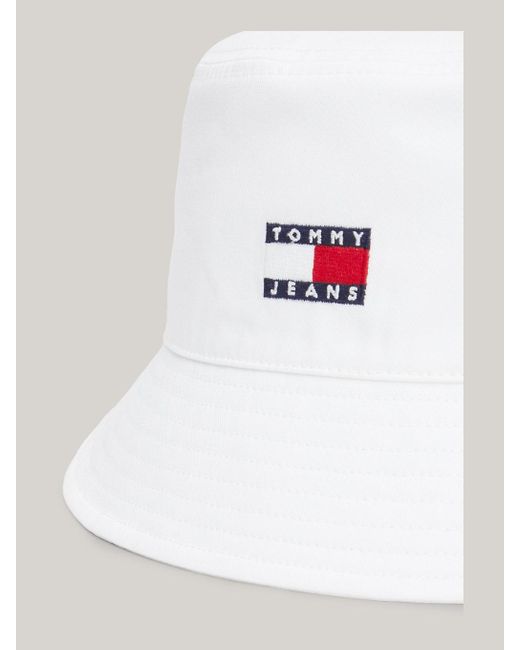 Tommy Hilfiger White Heritage Logo Bucket Hat for men