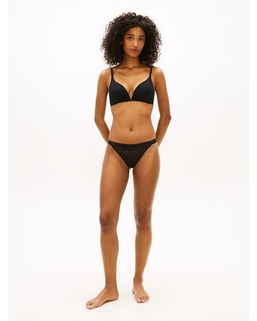Tommy Hilfiger Orange Leopard Lace Plunge Push-Up Bra