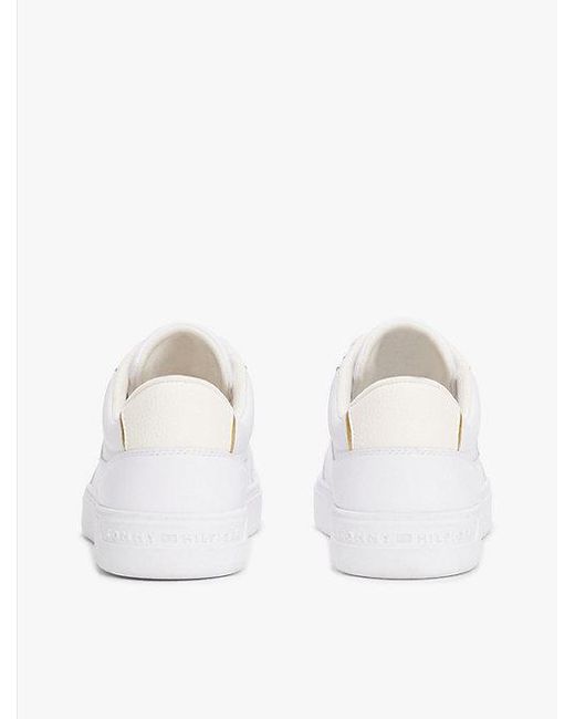 Tommy Hilfiger Leren Court Sneaker Met Th-Monogram in het White
