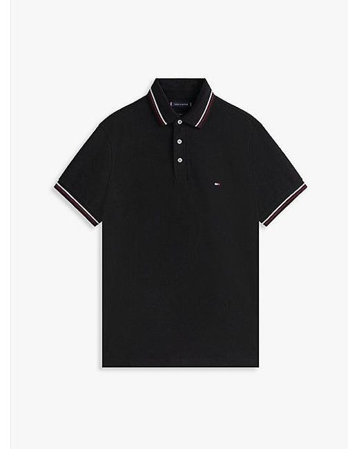 Polo Ribeteado Con Corte Slim Tommy Hilfiger de hombre de color Black