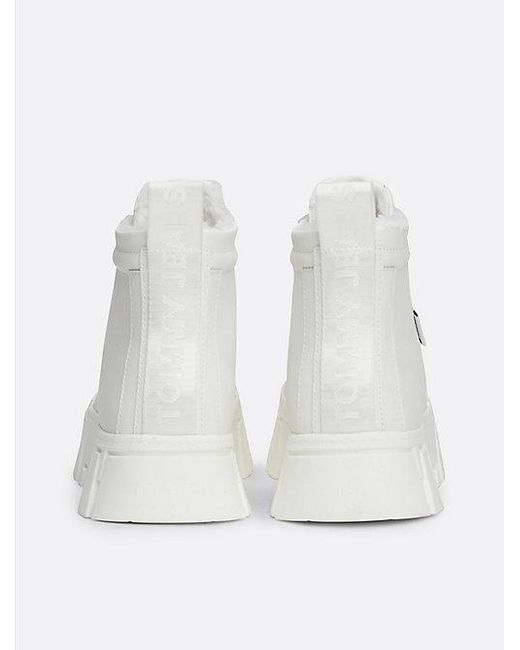 Zapatillas Altas De Piel Con Forro Cálido Tommy Hilfiger de color Natural