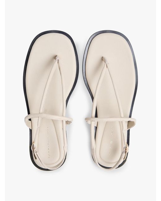 Tommy Hilfiger White Leather Th Monogram Gold-tone Heel Sandals