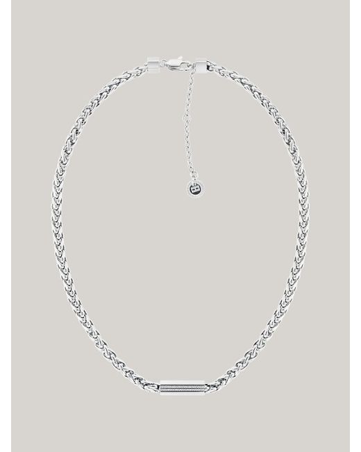 Tommy Hilfiger Natural Crystal-embellished Charm Stainless Steel Chain Necklace