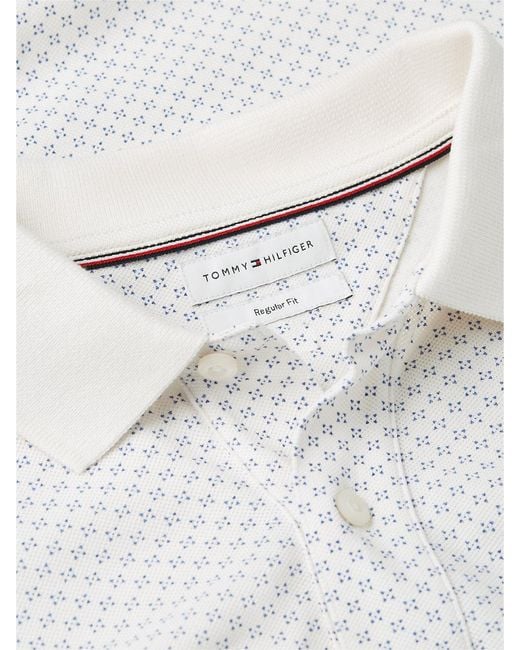 Tommy Hilfiger White Regular Fit Geometric Print Polo Shirt for men