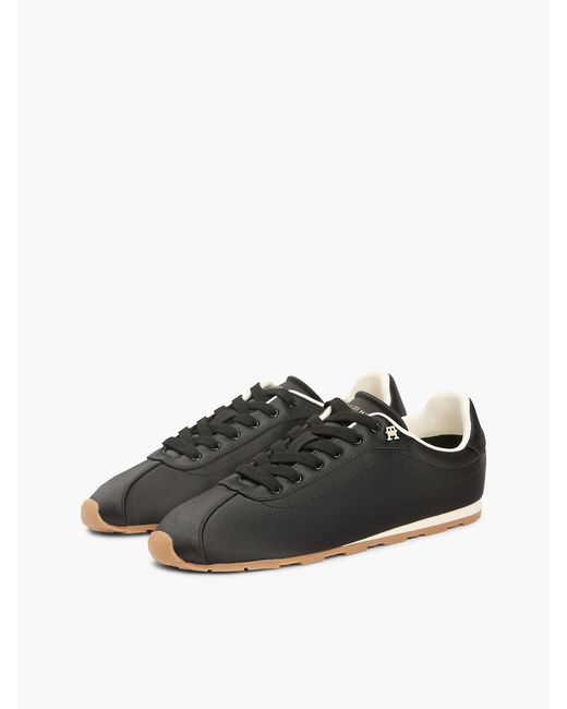Tommy Hilfiger Black Th Monogram Satin Trainers