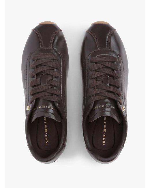 Tommy Hilfiger White Th Monogram Plaque Leather Trainers