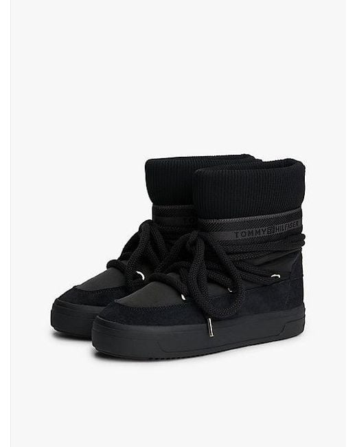 Botas De Nieve Con Cordones Tommy Hilfiger de color Black