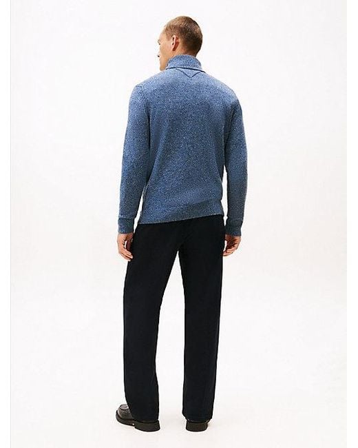 Jersey De Punto Donegal Con Cuello Vuelto Tommy Hilfiger de hombre de color Blue