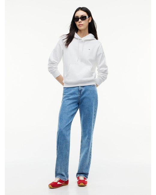 Tommy Hilfiger White Brushed Fleece Drawstring Hoody