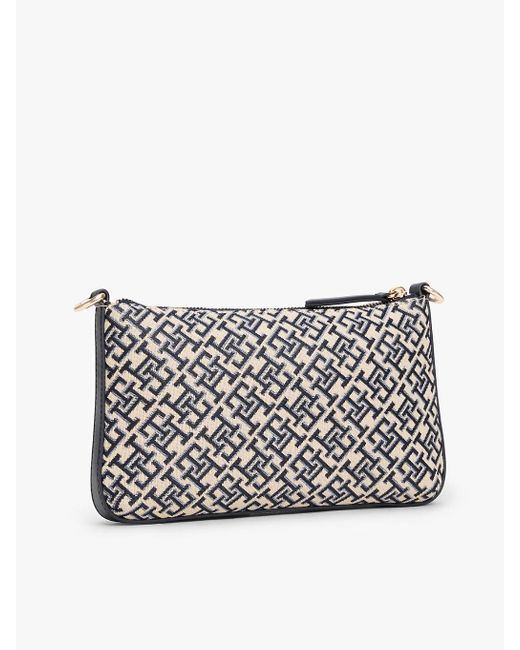 Pochette Piatta Con Motivo A Monogrammi Th di Tommy Hilfiger in Gray