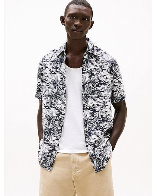 Camisa De Puro Lino Con Estampado Tropical Tommy Hilfiger de hombre de color Multicolor