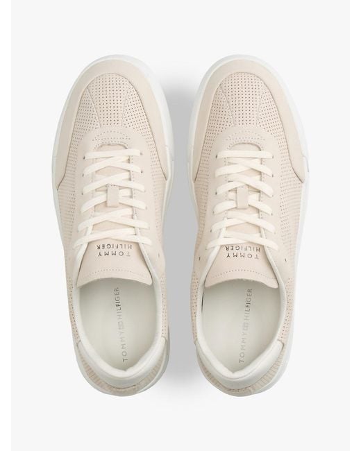 Tommy Hilfiger White Ventilation Detail Leather Court Trainers for men