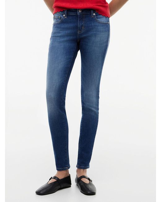 Tommy Hilfiger Red Faded Low Rise Skinny Jeans