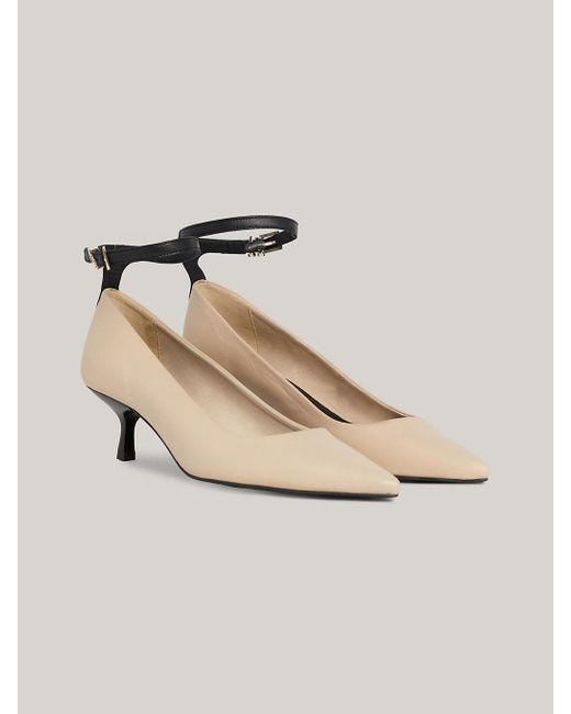 Tommy Hilfiger Natural Leather Pointed Toe Kitten Heels