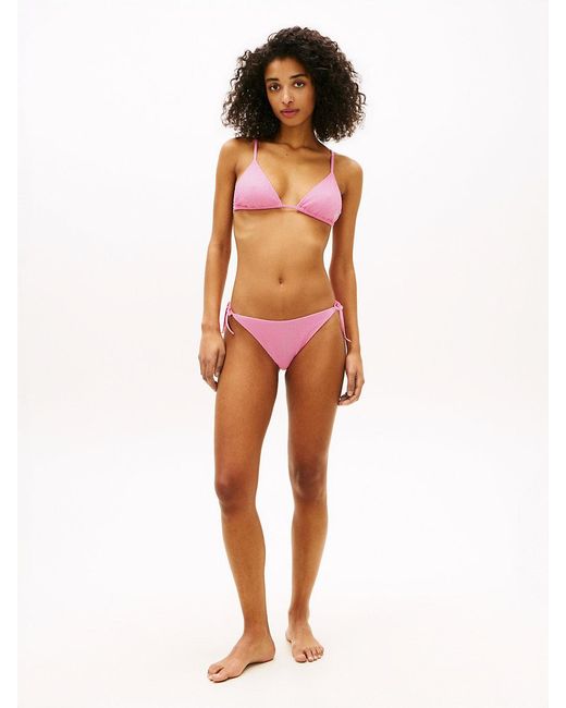 Tommy Hilfiger Red Crinkle Texture Triangle Bikini Top