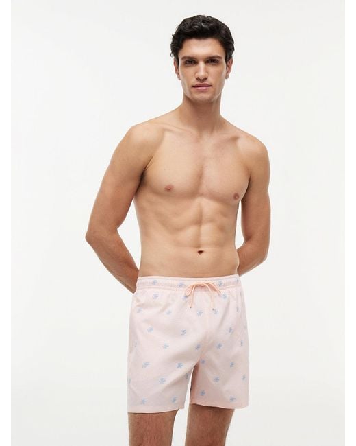 Tommy Hilfiger White Ithaca Embroidery Mid Length Swim Shorts for men