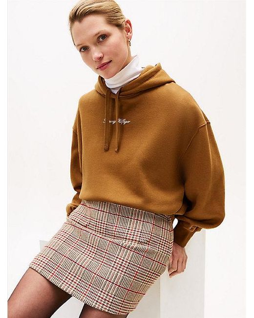 Tommy Hilfiger Relaxed Fit Hoodie Met Getextureerd Logo in het Brown