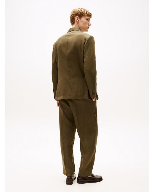 Tommy Hilfiger Green Pure Linen Single Breasted Blazer for men