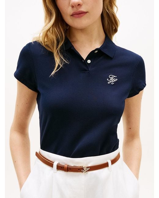 Tommy Hilfiger Blue 1985 Slim Fit Logo Embroidery Polo Shirt