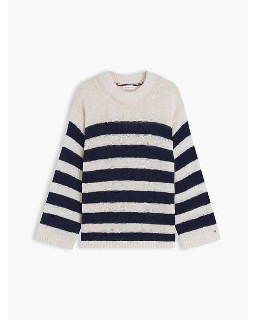 Tommy Hilfiger Blue Stripe Relaxed Crew Neck Jumper