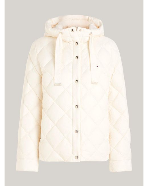 Tommy Hilfiger White Classic Lightweight Down Quilted Puffer Jacket