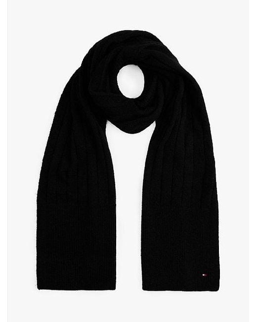 Tommy Hilfiger Fluffy Sjaal Met Wol En Hilfiger-Vlag in het Black