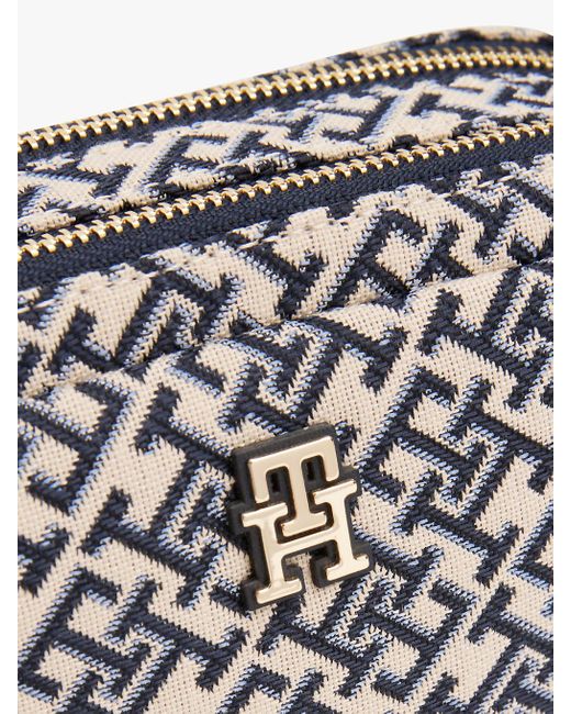 Sac Bandoulière En Jacquard À Monogramme Th Tommy Hilfiger en coloris White