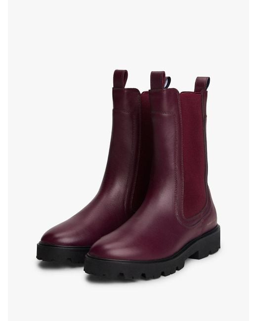 Bottines Chelsea Mi-Mollet À Semelle Crantée Tommy Hilfiger en coloris Purple