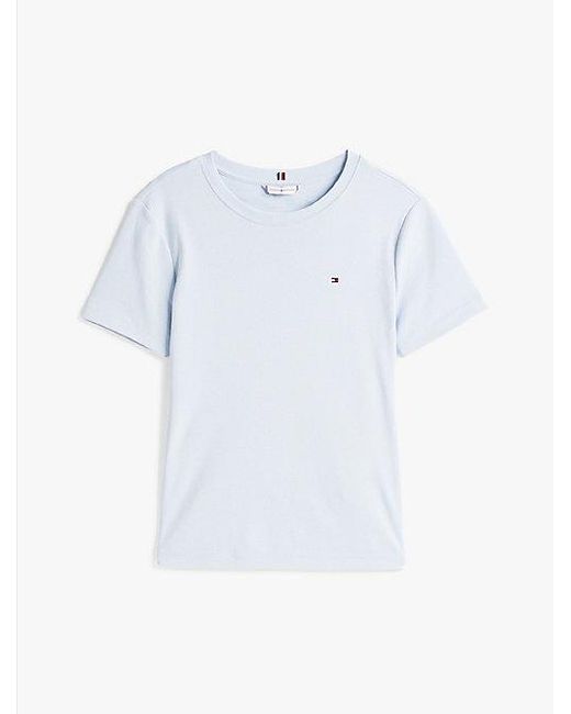 Camiseta Con Corte Slim Y Cuello Redondo Tommy Hilfiger de color White