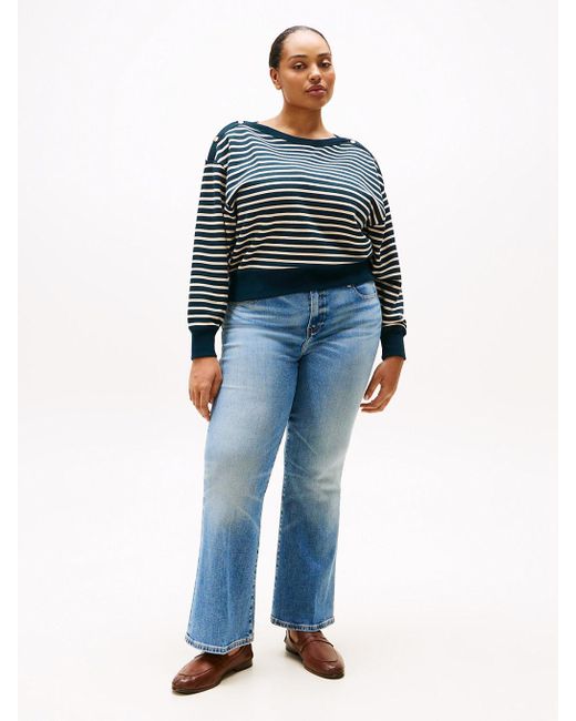 Felpa Curve Con Scollatura A Barca di Tommy Hilfiger in Blue