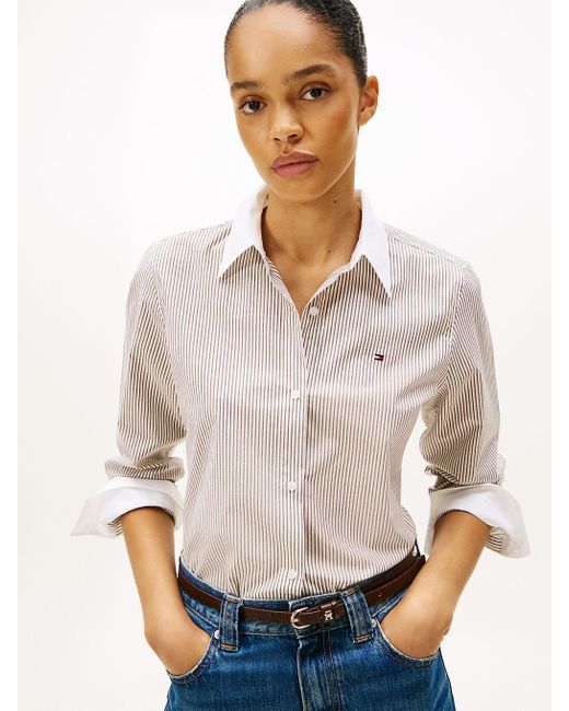 Chemise À Rayures Et Coupe Standard Tommy Hilfiger en coloris White