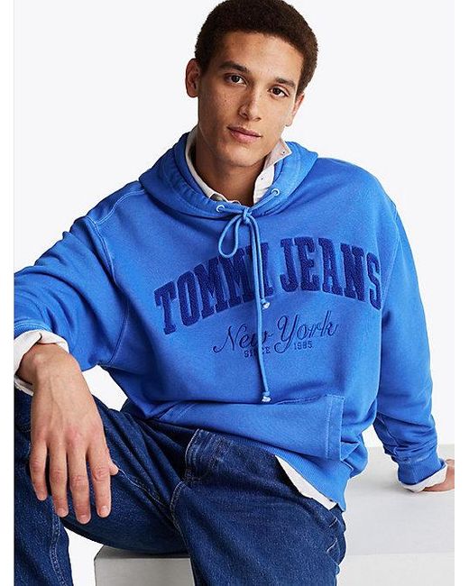 Sudadera Con Capucha Y Efecto Lavado Tommy Hilfiger de hombre de color Blue