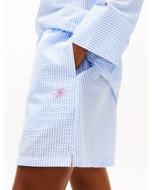 Tommy Hilfiger Blue Seersucker Cover-Up Shorts