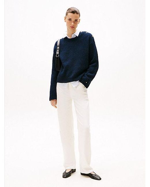 Tommy Hilfiger Blue Pullover Aus Strukturstrick Mit Knöpfen