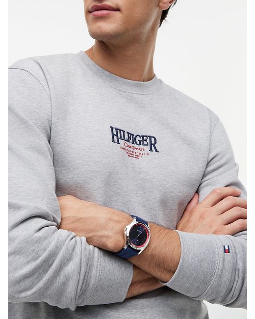 Tommy Hilfiger Blue Stainless Steel Silicone Strap Watch for men