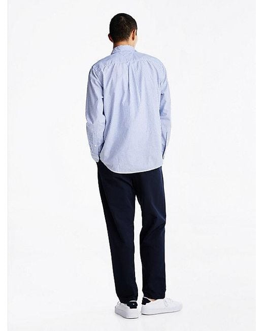 Tommy Hilfiger Flex Regular Fit Overhemd Met Strepen in het Blue voor heren