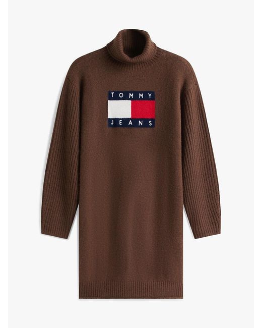 Mini Robe Pull Décontractée Tommy Flag Tommy Hilfiger en coloris Brown