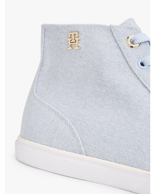 Tommy Hilfiger White Th Monogram Canvas Mid-Top Trainers