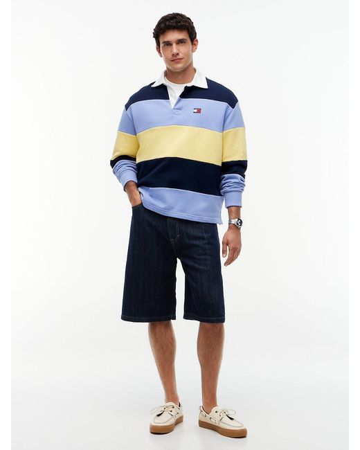 Tommy Hilfiger Blue S Striped Medium Weight Rugby Polo With Embroidered Logo for men