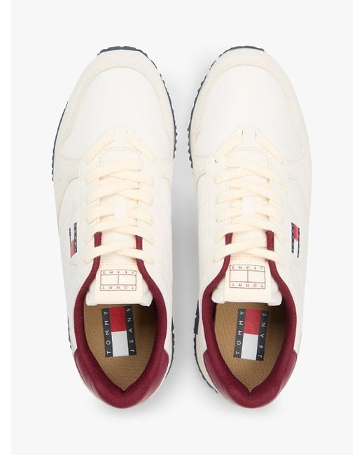 Tommy Hilfiger White Mixed Texture Fine Cleat Trainers for men